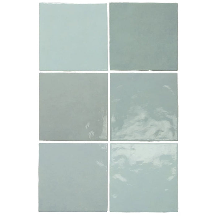 Zellij Square Aqua Blue Moroccan Handmade Style 13.2cm x 13.2cm FULL TILE SAMPLE