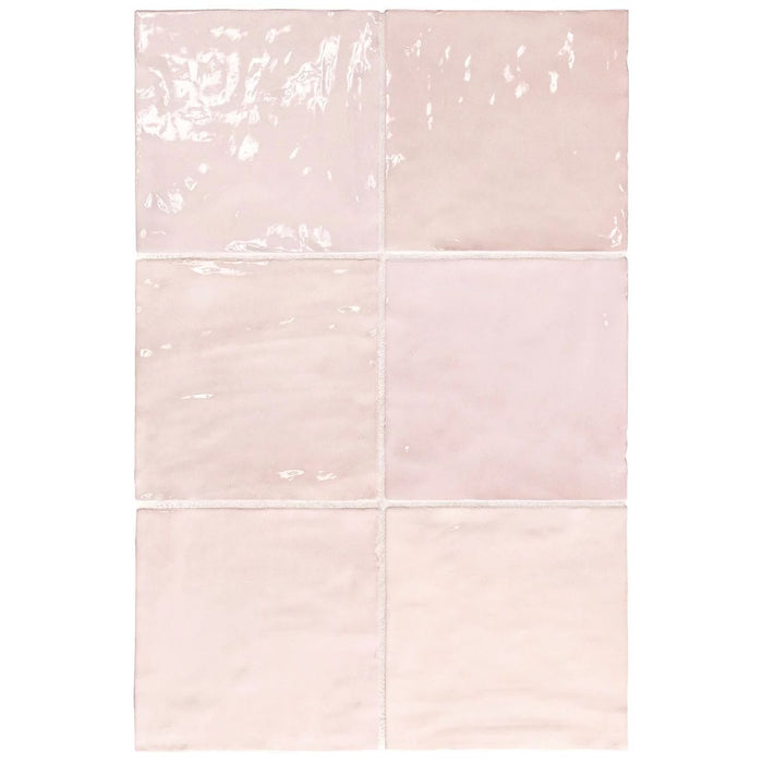 Zellij Square Pink Mist Moroccan Handmade Style 13.2cm x 13.2cm FULL TILE SAMPLE