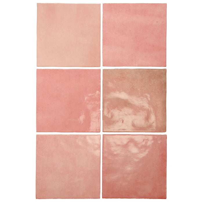 Zellij Square Tile | Rose Pink | Moroccan Handmade Tile Style | 13.2cm x 13.2cm FULL TILE SAMPLE