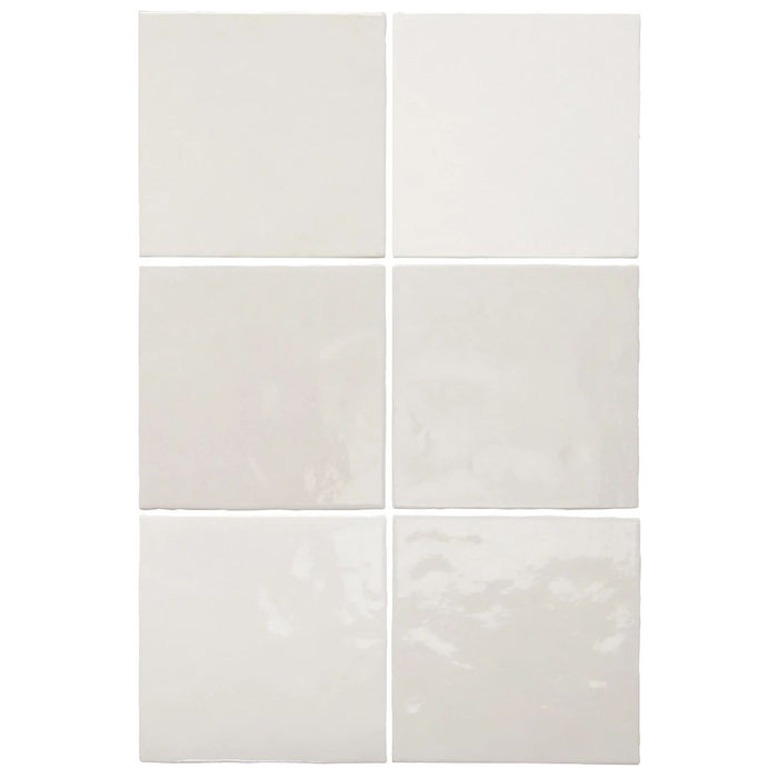 Zellij Square White Gloss Moroccan Handmade Style 13.2cm x 13.2cm